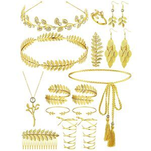 7573 15 Pcs Greek Goddess Costume Accessoriess Set Golden Leaf